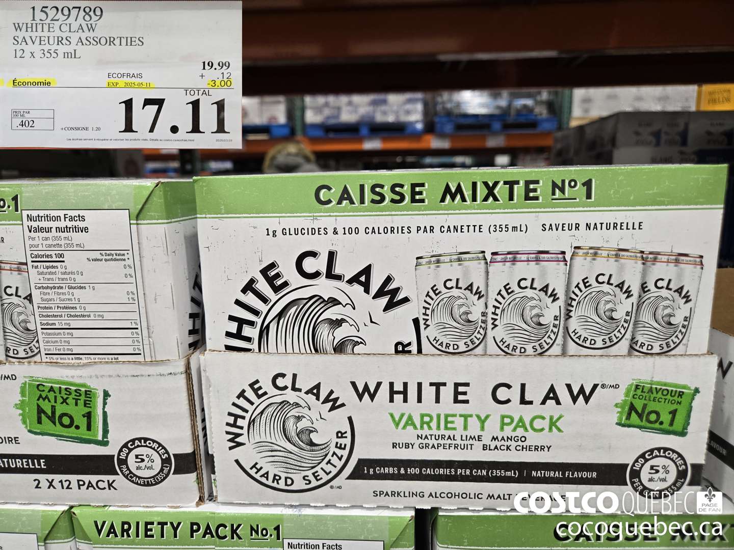1529789 WHITE CLAW HARD SELTZER ($3.00 INSTANT SAVINGS EXPIRES ON 2025-05-11) $17.11