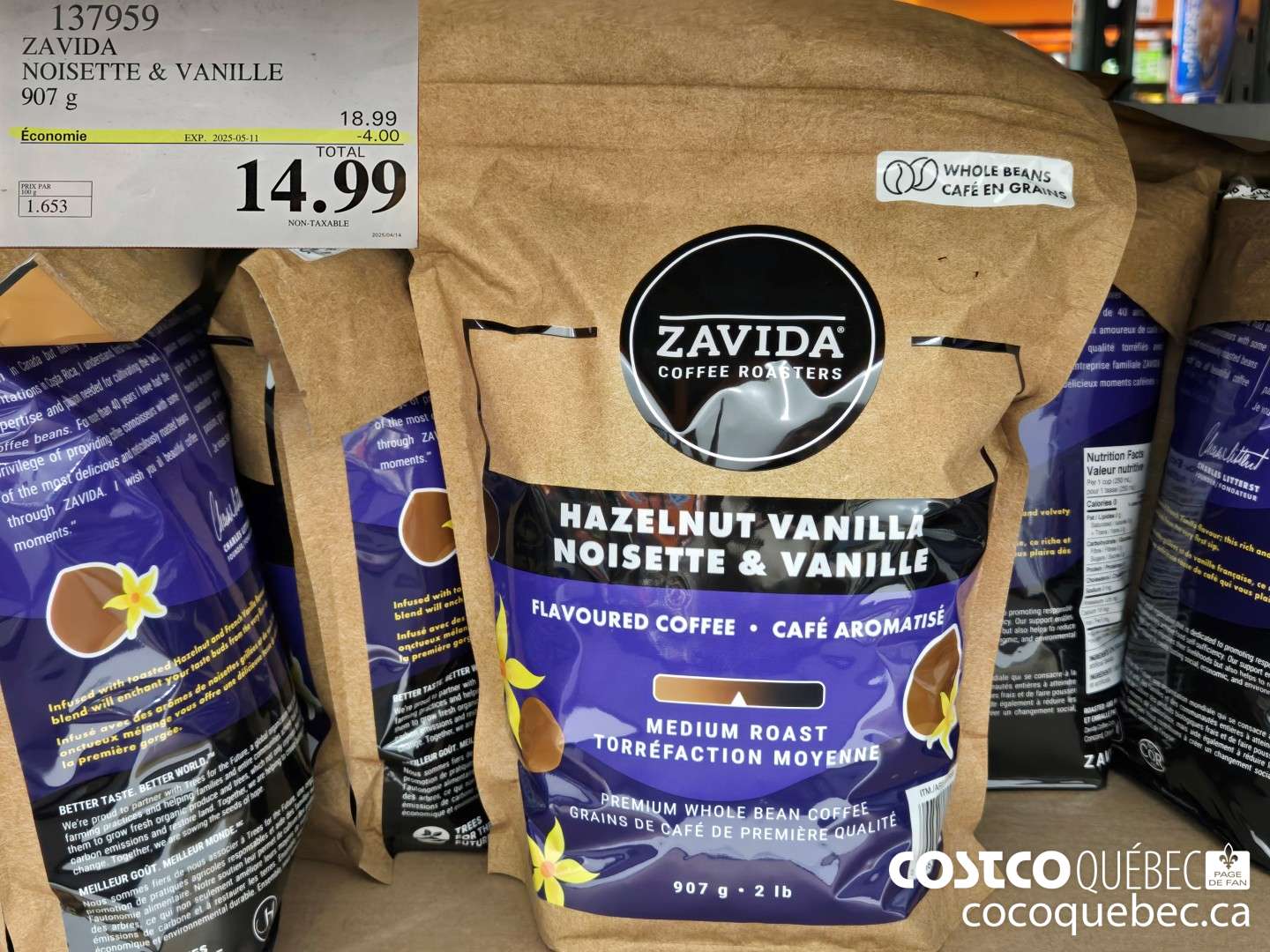 137959 ZAVIDA NOJISETTE & VANILLE 907 G ($4.00 INSTANT SAVINGS EXPIRES ON 2025-05-11) $14.99