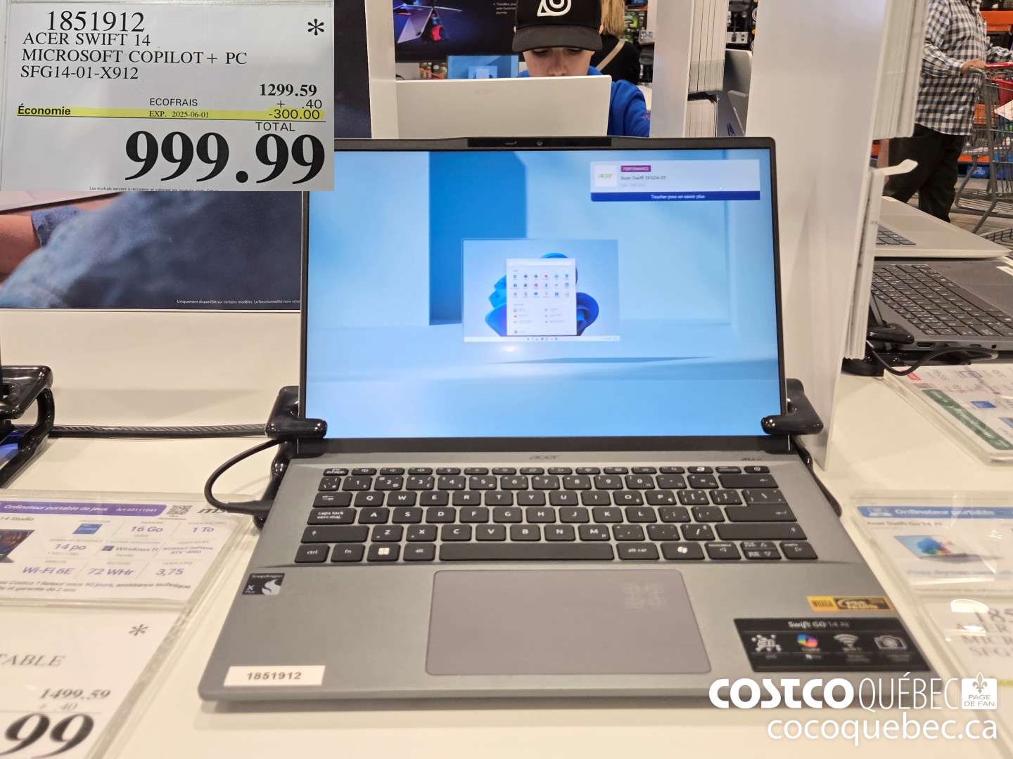 1851912 ACER SWIFT 14 MICROSOFT COPILOT+ PC SFG14-01-X912  ($300.00 INSTANT SAVINGS EXPIRES ON 2025-06-01) $999.99