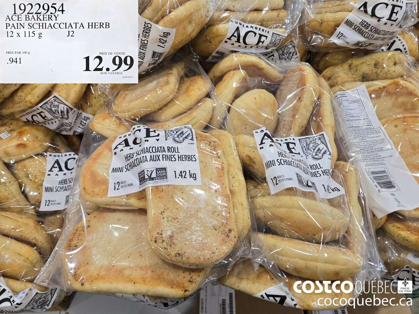1922954 ACE BAKERY PAIN SCHIACCIATA HERB 12x 115G  $12.99