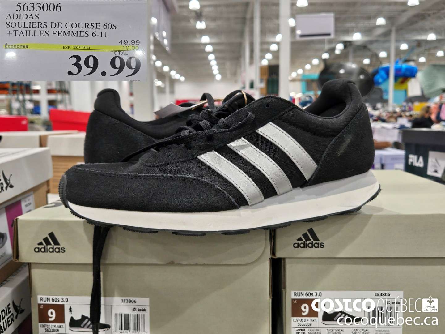 5633006 ADIDAS SOULIERS DE COURSE 60S +TAILLES FEMMES 6-11  ($10.00 INSTANT SAVINGS EXPIRES ON 2025-05-04) $39.99