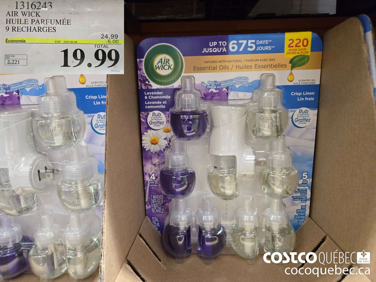1316243 AIR WICK HUILE PARFUMEE 9 RECHARGES  ($5.00 INSTANT SAVINGS EXPIRES ON 2025-06-08) $19.99