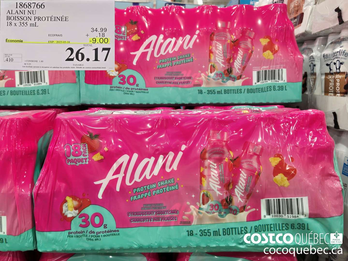 1868766 ALANI NU BOISSON PROTEINEE 18 x 355 mL  ($9.00 INSTANT SAVINGS EXPIRES ON 2025-05-18) $26.17