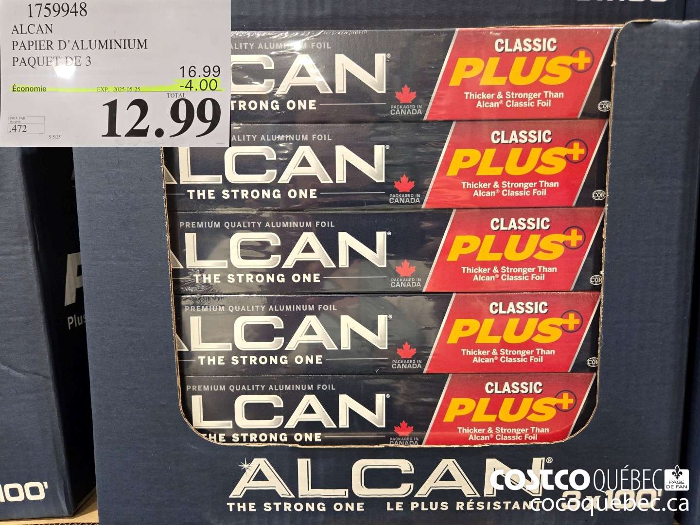 1759948 ALCAN PAPIER D' ALUMINIUM PAQUET DE 3  ($4.00 INSTANT SAVINGS EXPIRES ON 2025-05-25) $12.99