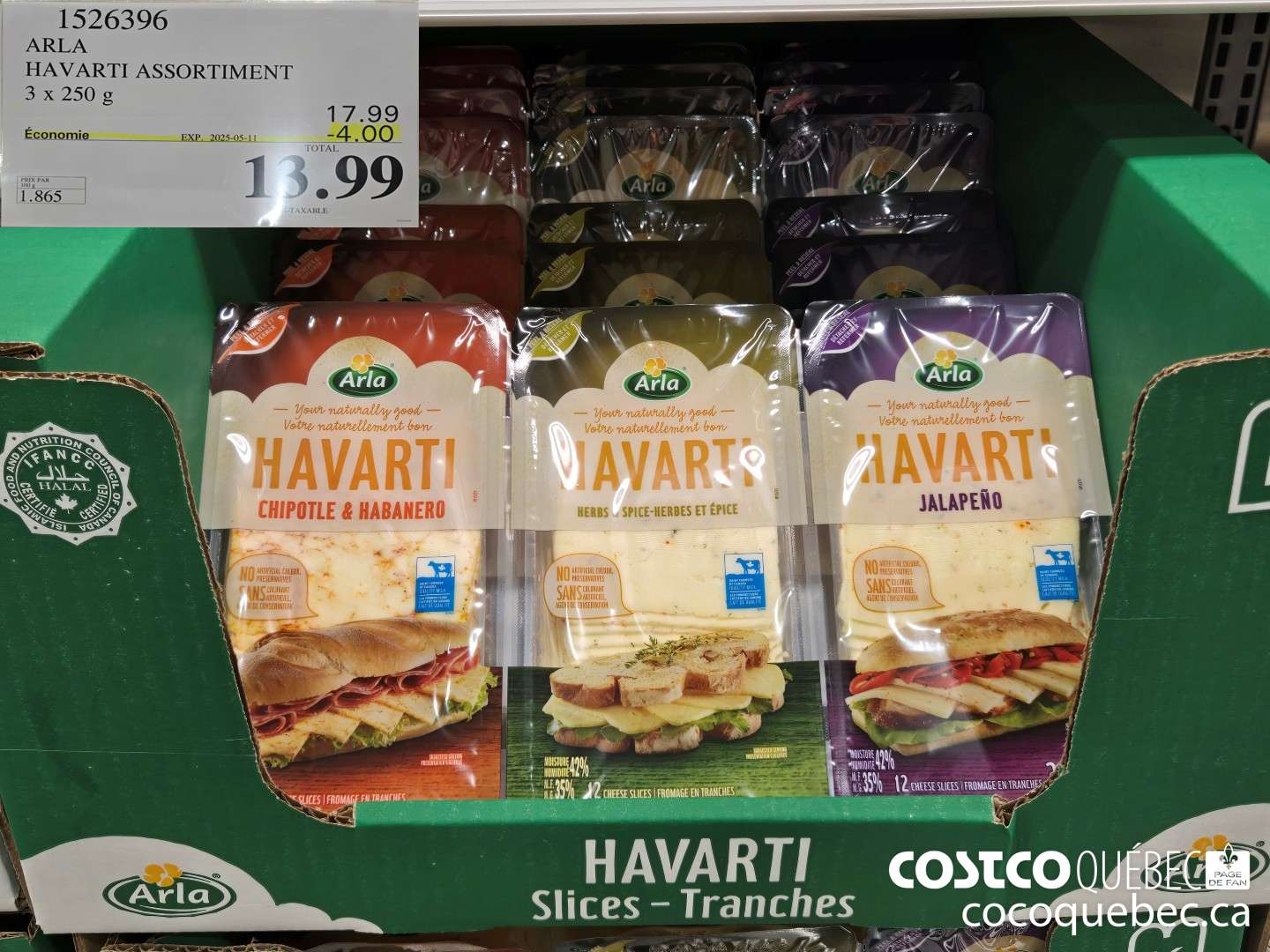 1526396 ARLA HAVARTI ASSORTIMENT 3 x 250 g  ($4.00 INSTANT SAVINGS EXPIRES ON 2025-05-11) $13.99