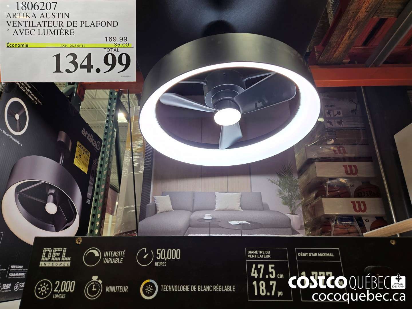 1806207 ARTIKA AUSTIN VENTILATEUR DE PLAFOND * AVEC LUMIERE  ($35.00 INSTANT SAVINGS EXPIRES ON 2025-05-11) $134.99