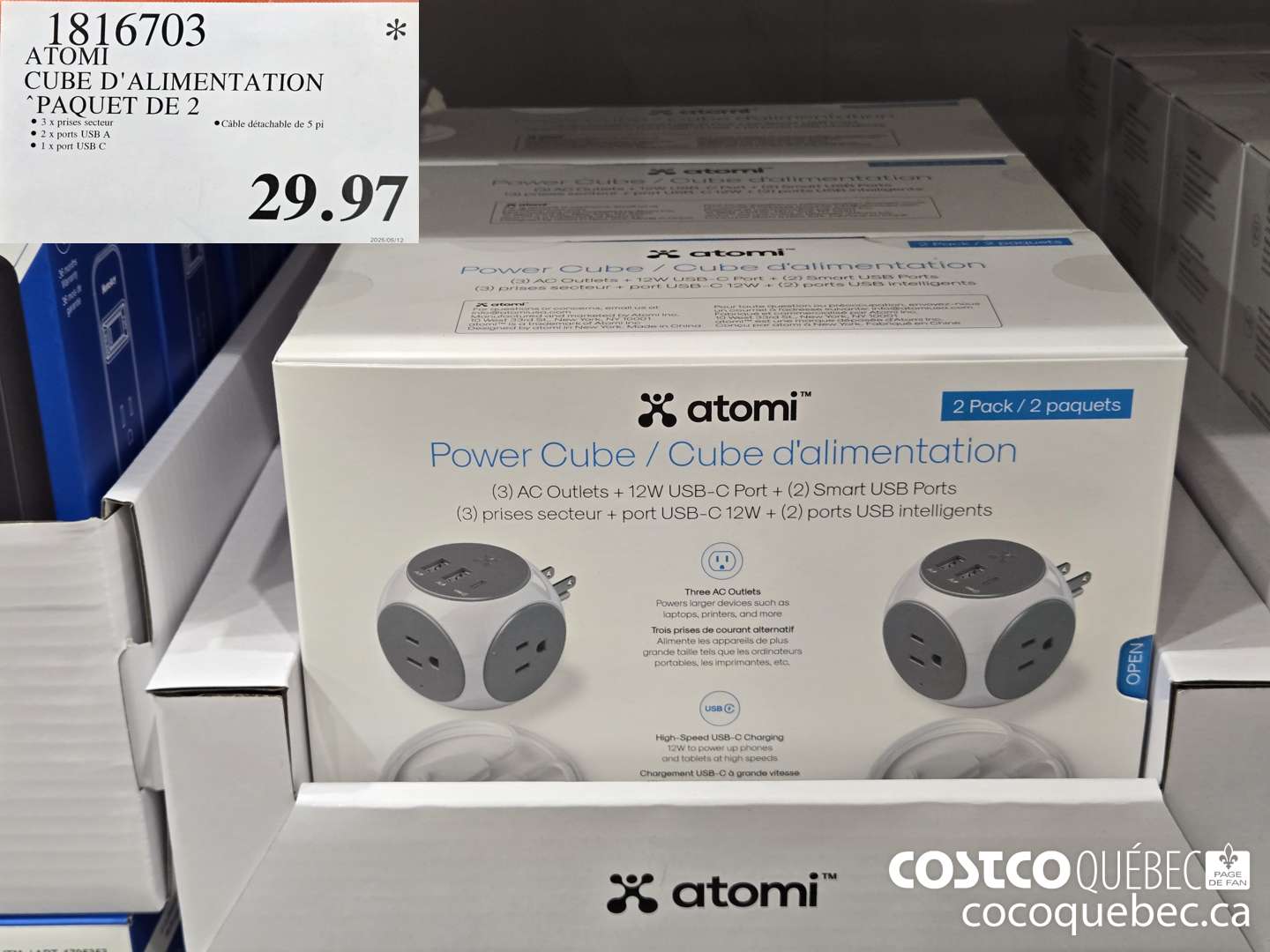 1816703 ATOMI CUBE D'ALIMENTATION PAQUET DE 2  $29.97