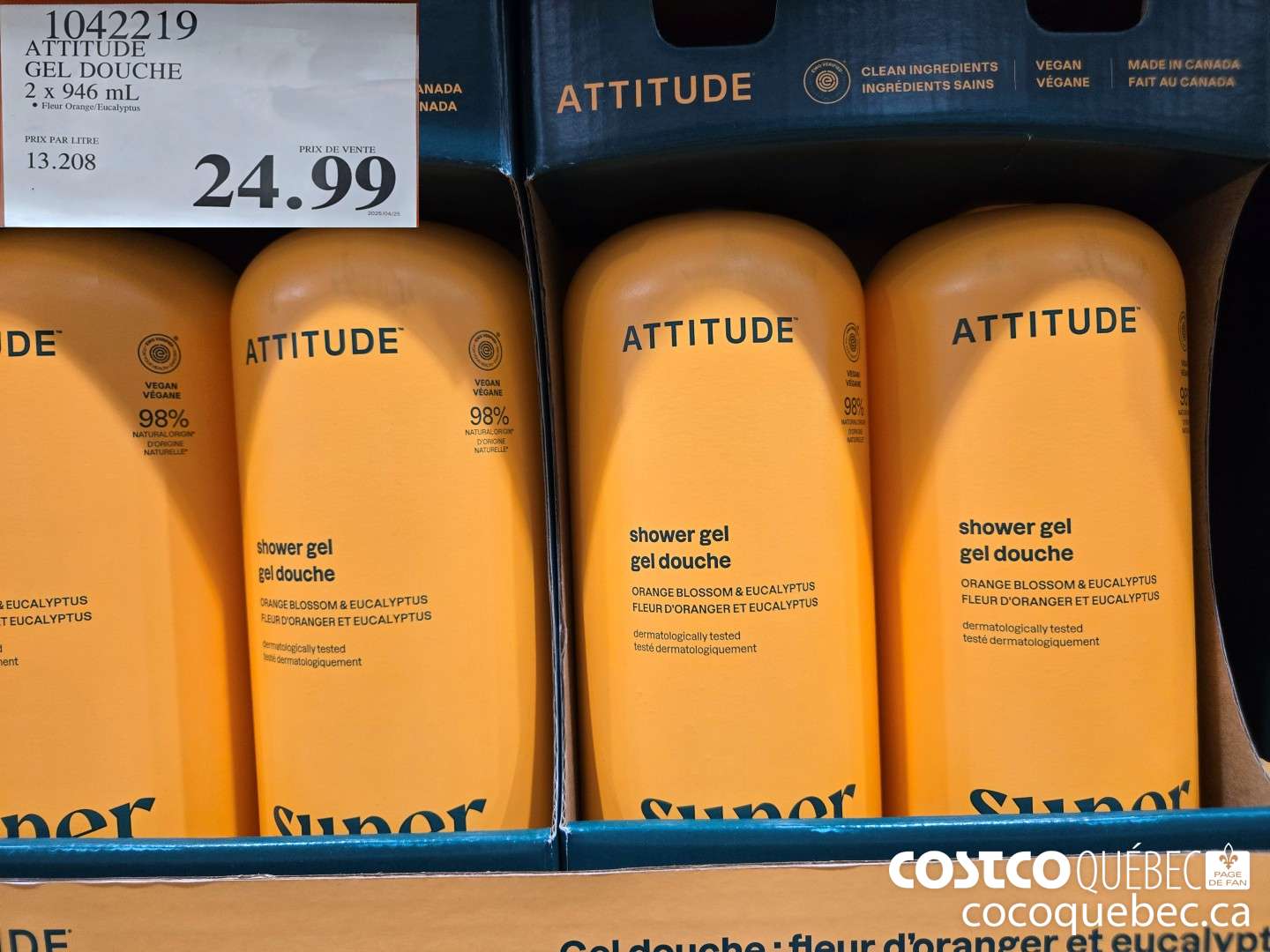 1042219 ATTITUDE GEL DOUCHE 2 x 946 mL  $24.99