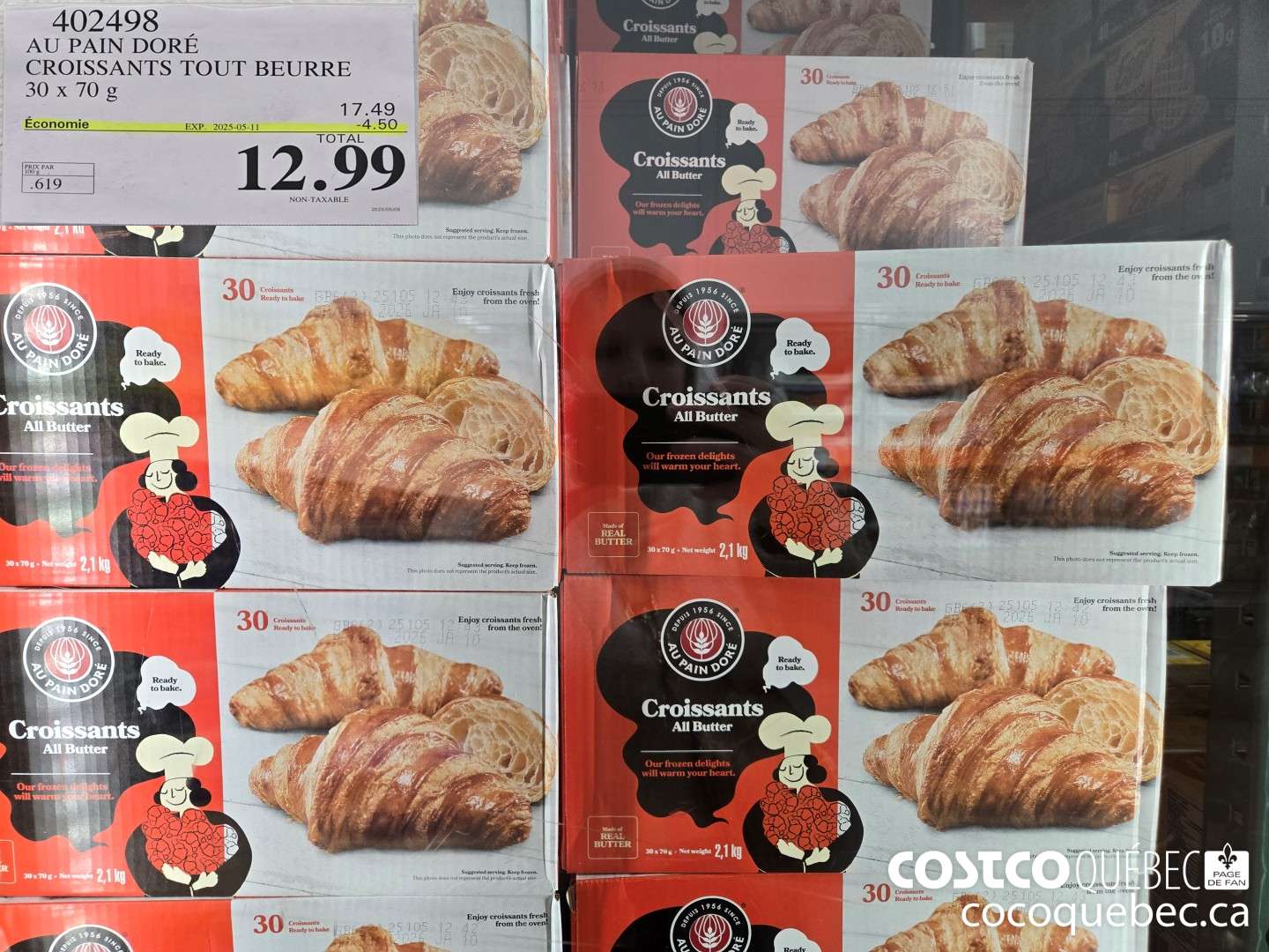 402498 AU PAIN DORE CROISSANTS TOUT BEURRE 30 x 70g ($4.50 INSTANT SAVINGS EXPIRES ON 2025-05-11) $12.99