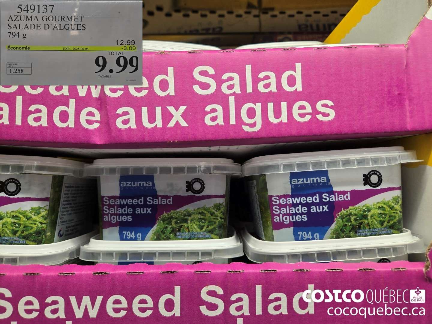 549137 AZUMA GOURMET SALADE D'ALGUES 794 g  ($3.00 INSTANT SAVINGS EXPIRES ON 2025-06-08) $9.99