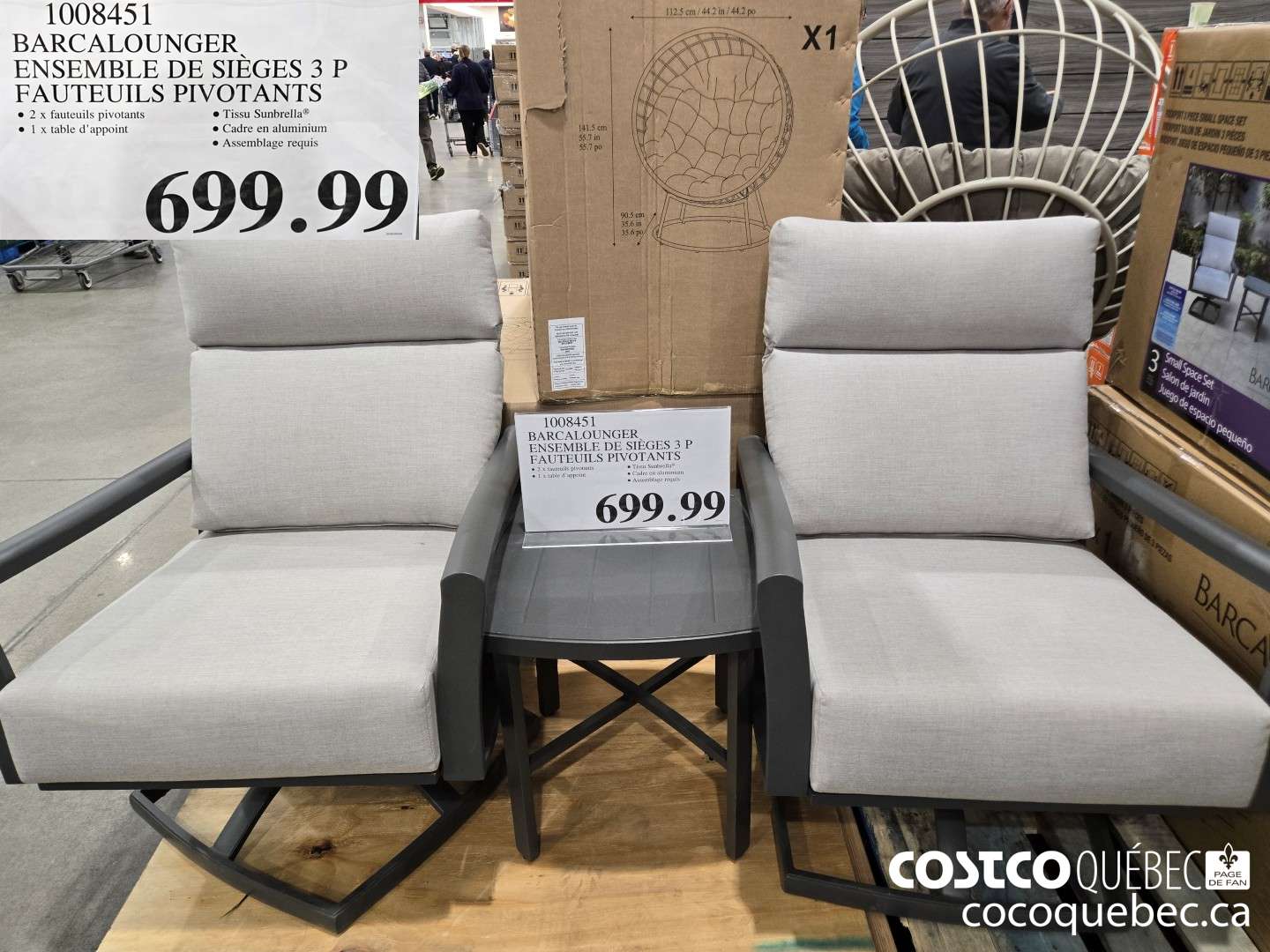 1008451 BARCALOUNGER ENSEMBLE DE SIEGES 3 P FAUTEUILS PIVOTANTS  $699.99