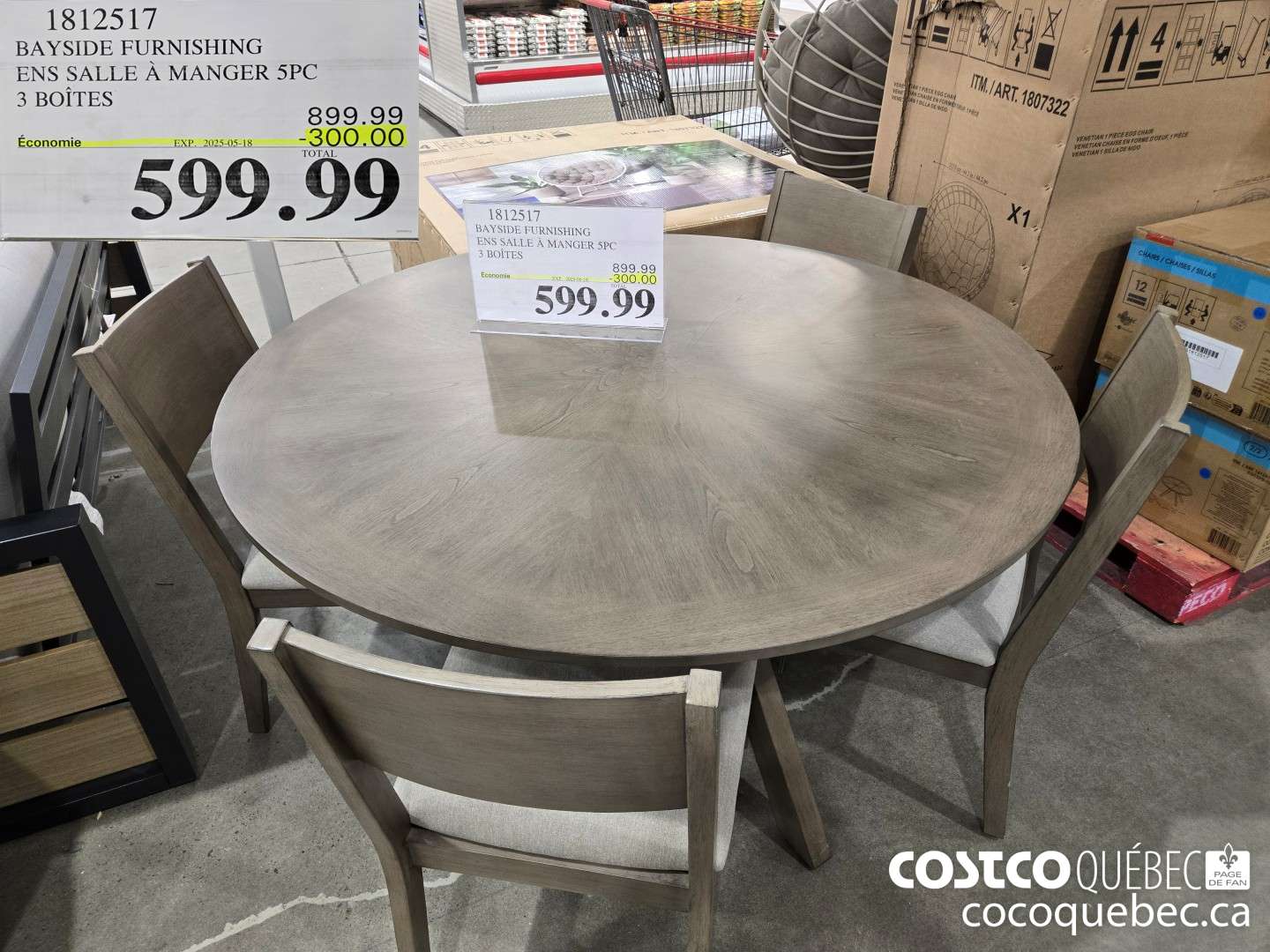 1812517 BAYSIDE FURNISHING ENS SALLE A MANGER 5PC  ($300.00 INSTANT SAVINGS EXPIRES ON 2025-05-18) $599.99