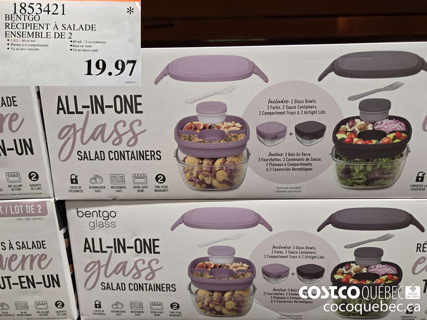 1853421 BENTGO RECIPIENT A SALADE ENSEMBLE DE 2  $19.97