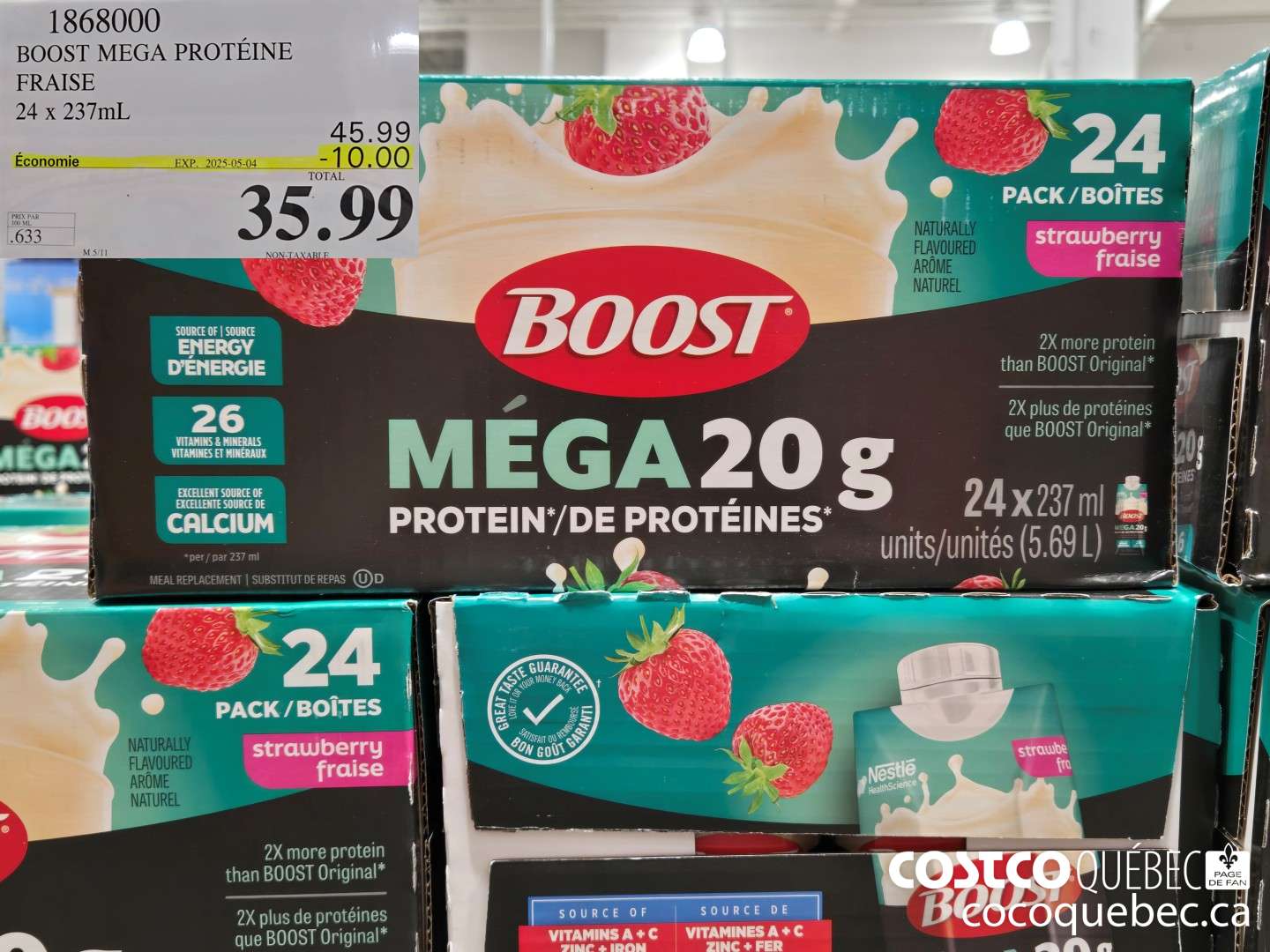 1868000 BOOST MEGA PROTEINE FRAISE  ($10.00 INSTANT SAVINGS EXPIRES ON 2025-05-04) $35.99