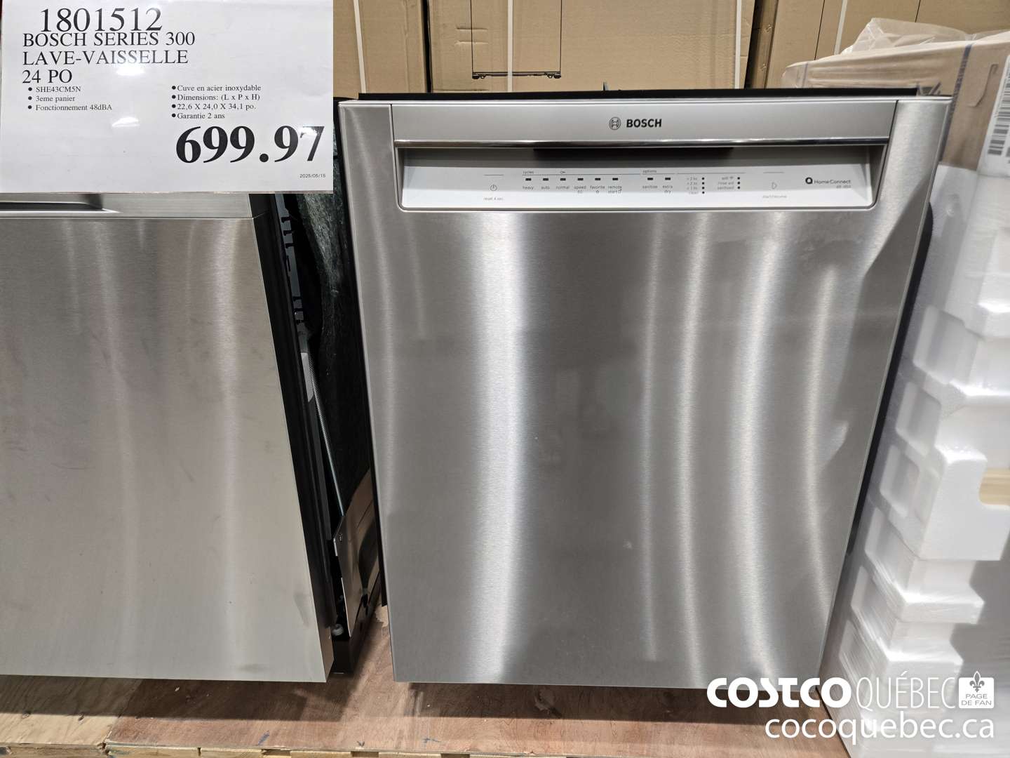 1801512 BOSCH SERIES 300 LAVE-VAISSELLE 24 PO  $699.97