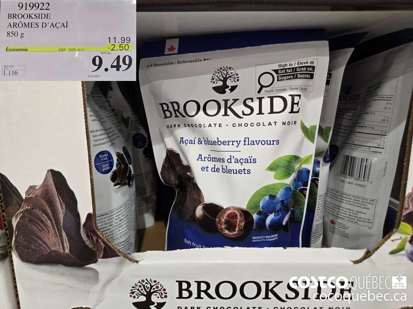 919922 BROOKSIDE 850 g ($2.50 INSTANT SAVINGS EXPIRES ON 2025-06-01) $9.49