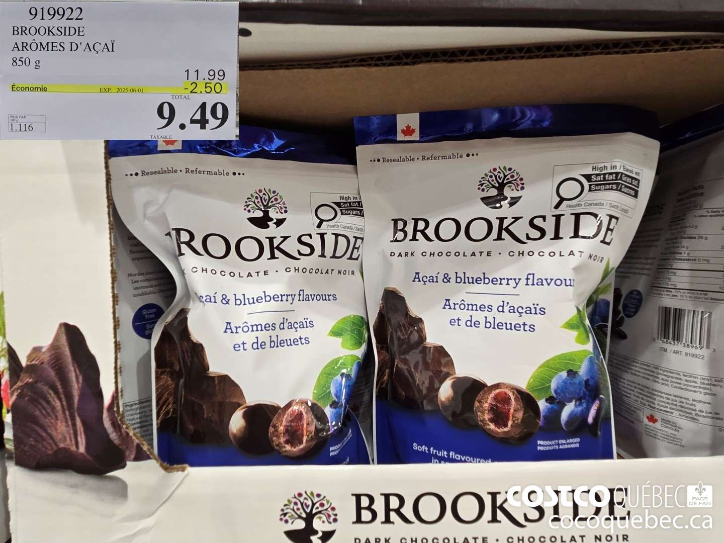 919922 BROOKSIDE 850 g ($2.50 INSTANT SAVINGS EXPIRES ON 2025-06-01) $9.49