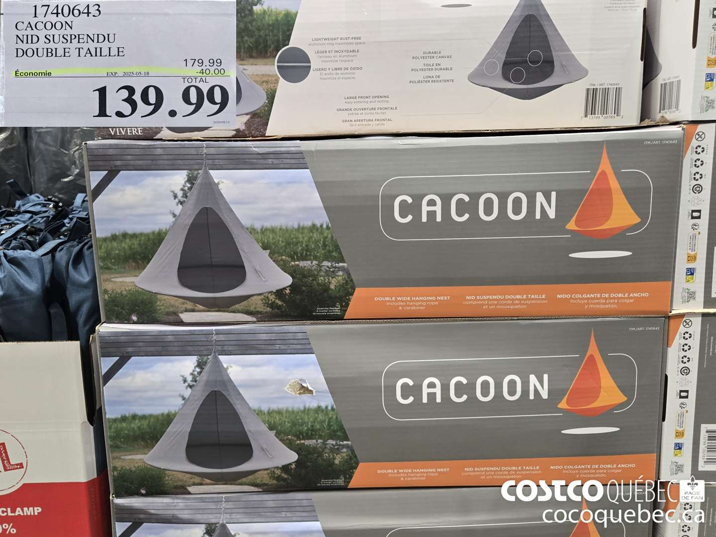 1740643 CACOON NID SUSPENDU DOUBLE TAILLE  ($40.00 INSTANT SAVINGS EXPIRES ON 2025-05-18) $139.99