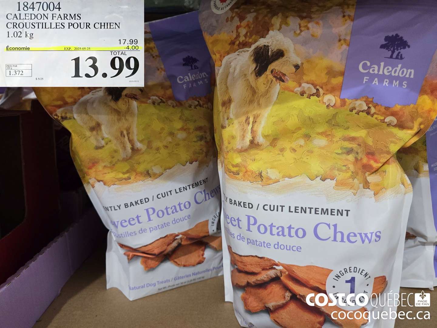 1847004 CALEDON FARMS CROUSTILLES POUR CHIEN 1.02 kg  ($4.00 INSTANT SAVINGS EXPIRES ON 2025-05-25) $13.99