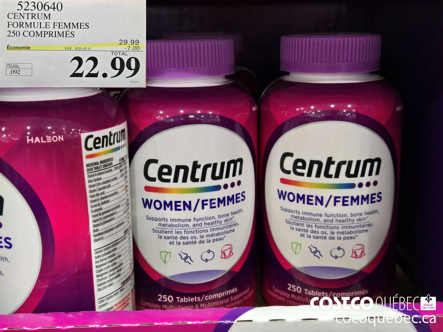 5230640 CENTRUM FEMMES 250 COMPRIMES ($7.00 INSTANT SAVINGS EXPIRES ON 2025-05-11) $22.99