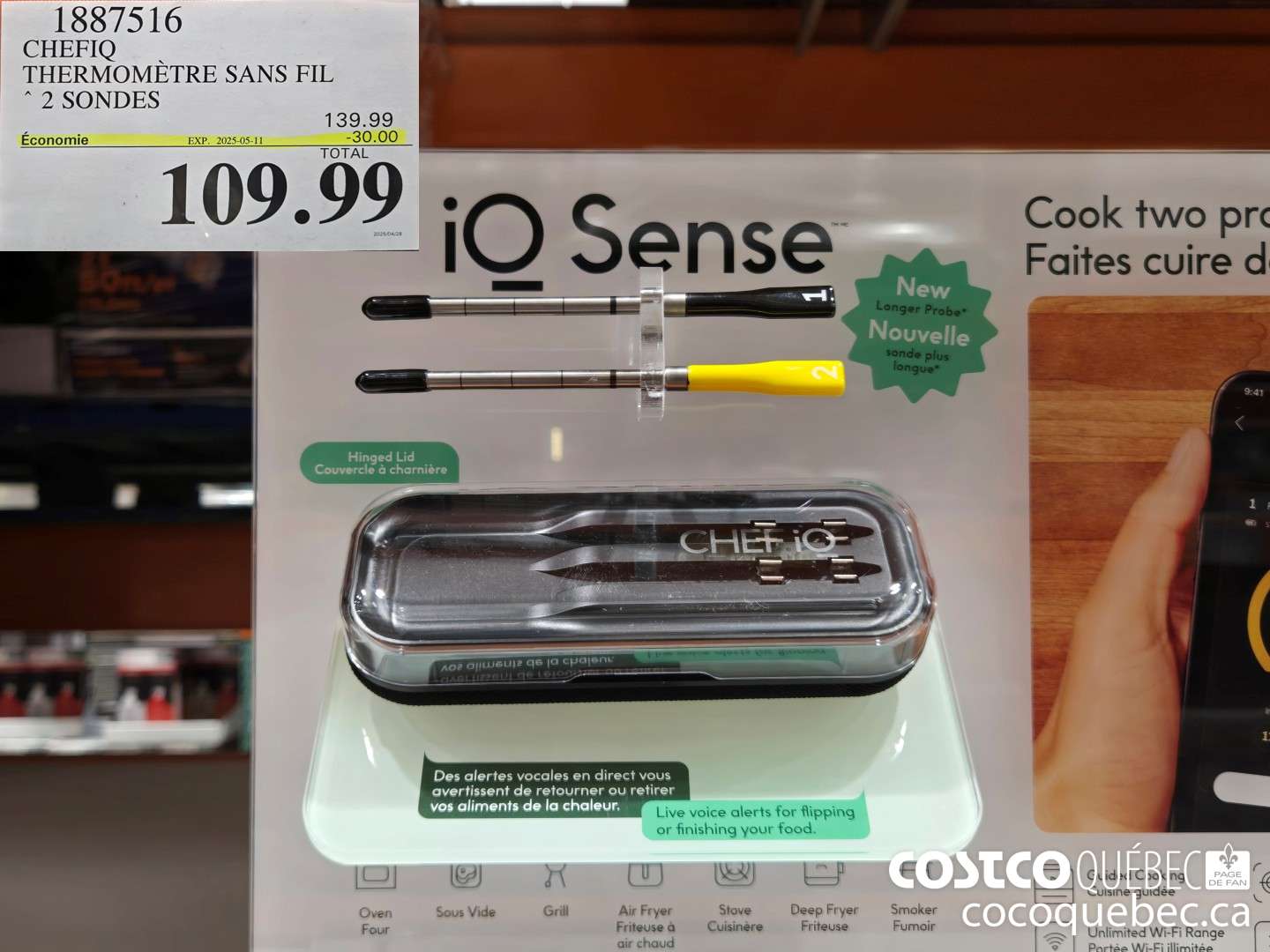 1887516 CHEFIQ THERMOMETRE SANS FIL  ($30.00 INSTANT SAVINGS EXPIRES ON 2025-05-11) $109.99