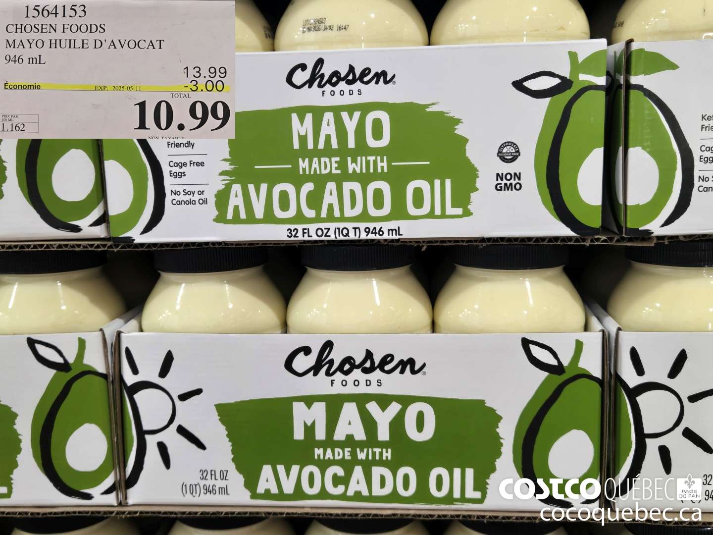 1564153 CHOSEN FOODS MAYO HUILE AVOCAT 946 mL ($3.00 INSTANT SAVINGS EXPIRES ON 2025-05-11) $10.99