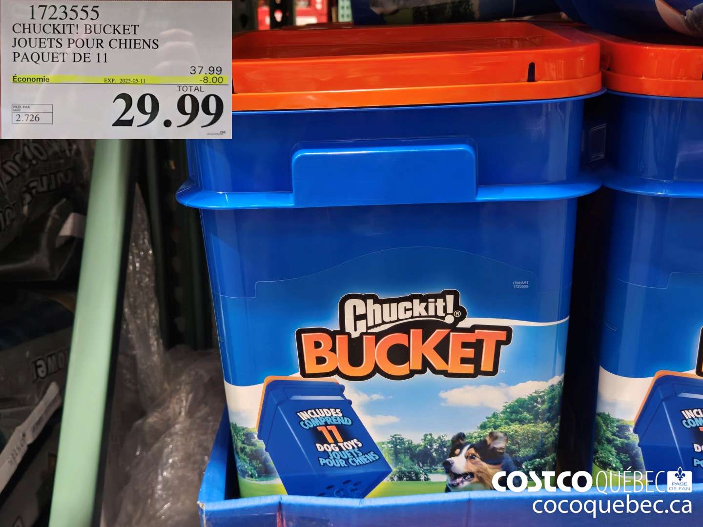 1723555 CHUCKIT! BUCKET JOUETS POUR CHIENS PAQUET DE 11  ($8.00 INSTANT SAVINGS EXPIRES ON 2025-05-11) $29.99