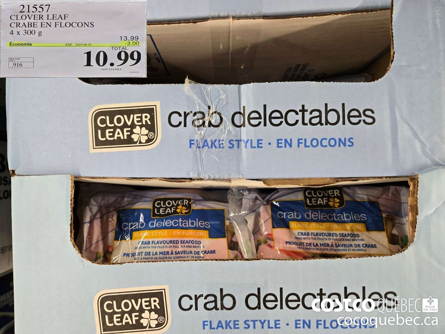 21557 CLOVER LEAF CRABE EN FLOCONS 4 x 300 g  ($3.00 INSTANT SAVINGS EXPIRES ON 2025-06-01) $10.99