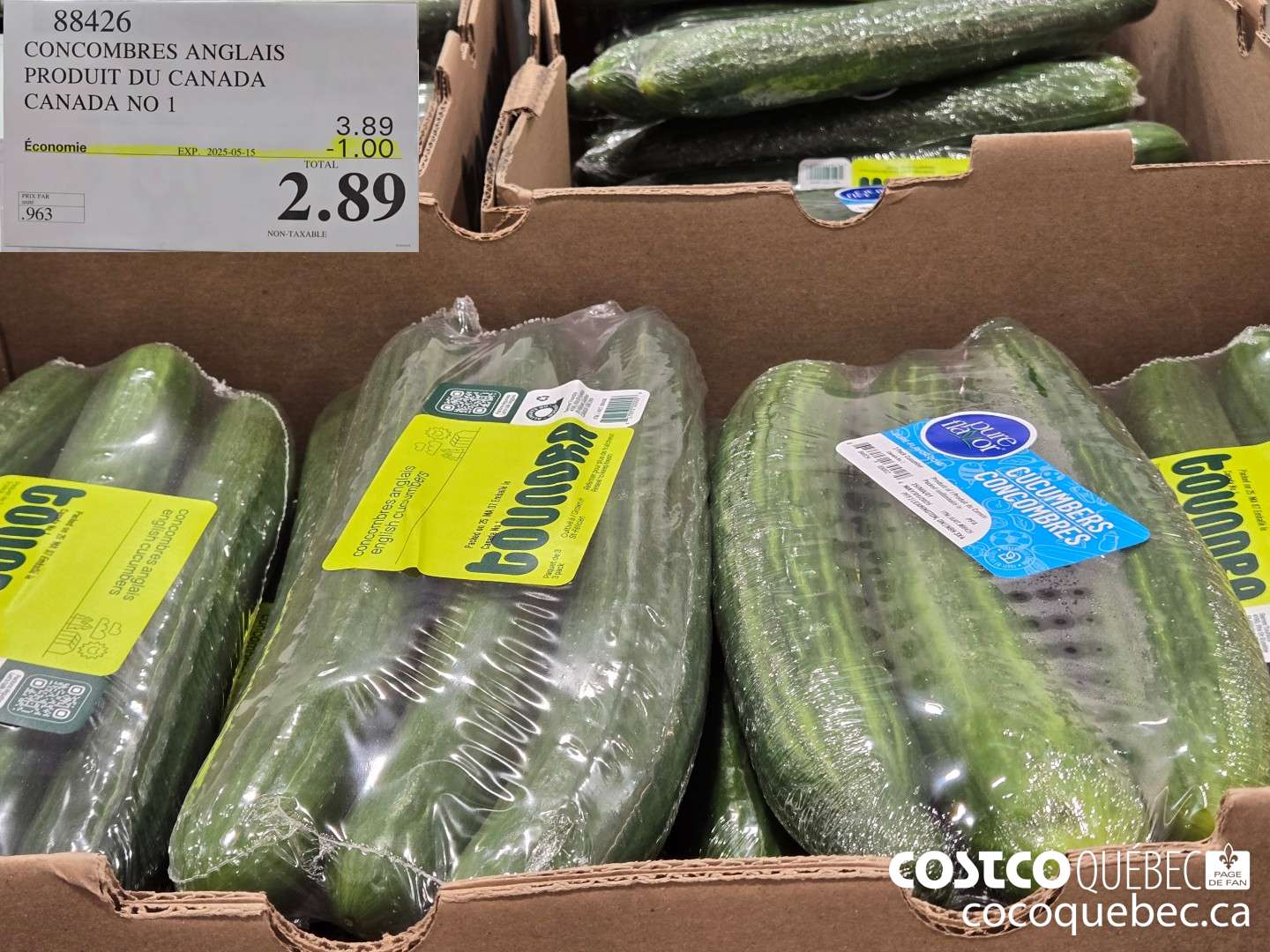 88426 CONCOMBRES ANGLAIS PRODUIT DU CANADA CANADA NO 1  ($1.00 INSTANT SAVINGS EXPIRES ON 2025-05-15) $2.89