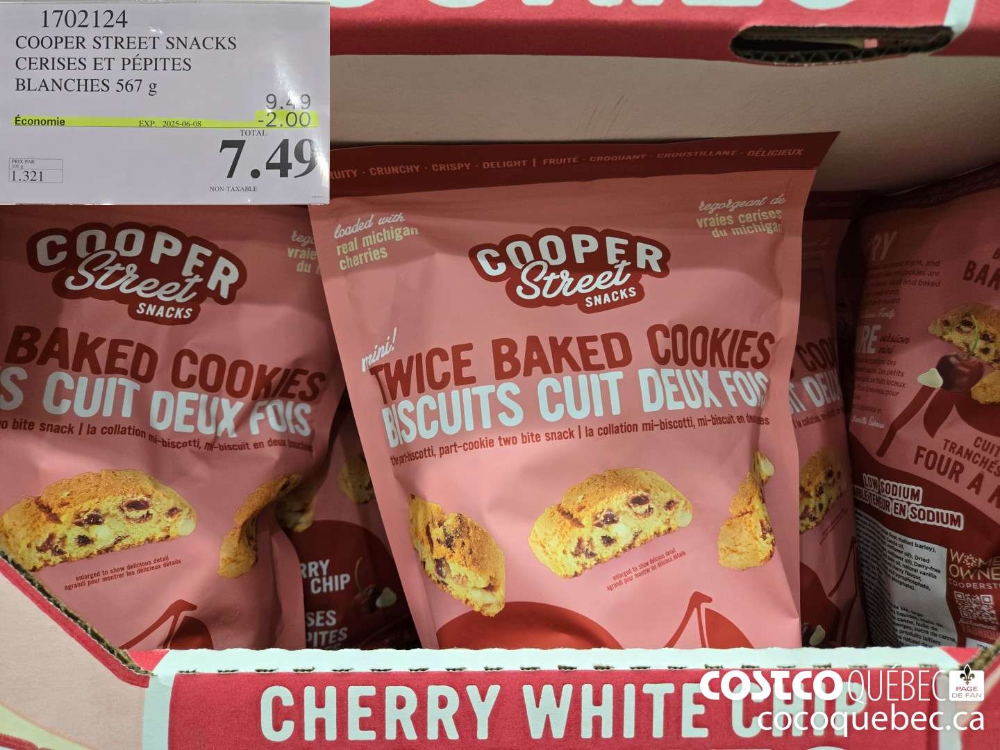 1702124 COOPER STREET SNACKS CERISES ET PEPISES BLANCHES 567 G  ($2.00 INSTANT SAVINGS EXPIRES ON 2025-06-08) $7.49