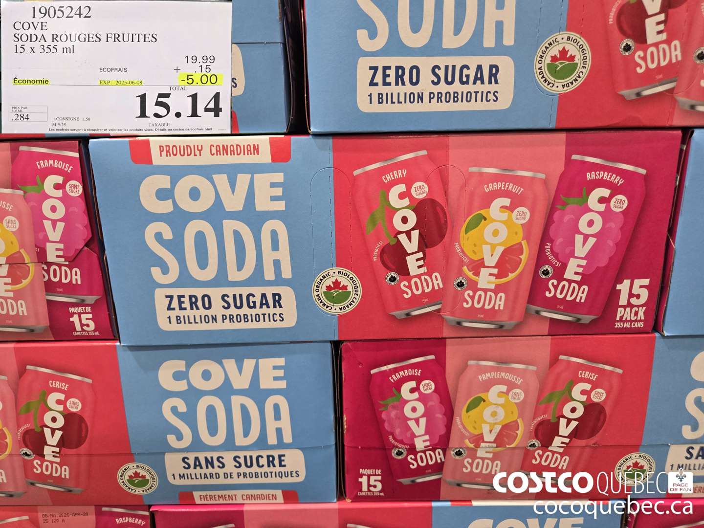 1905242 COVE SODA ROUGES FRUITES 15 x 355 ml  ($5.00 INSTANT SAVINGS EXPIRES ON 2025-06-08) $15.14