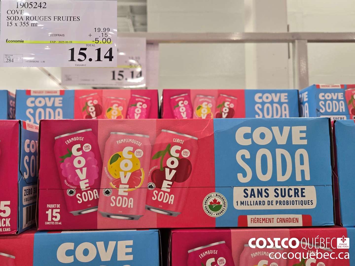 1905242 COVE SODA ROUGES FRUITES 15 x 355 ml  ($5.00 INSTANT SAVINGS EXPIRES ON 2025-06-08) $15.14