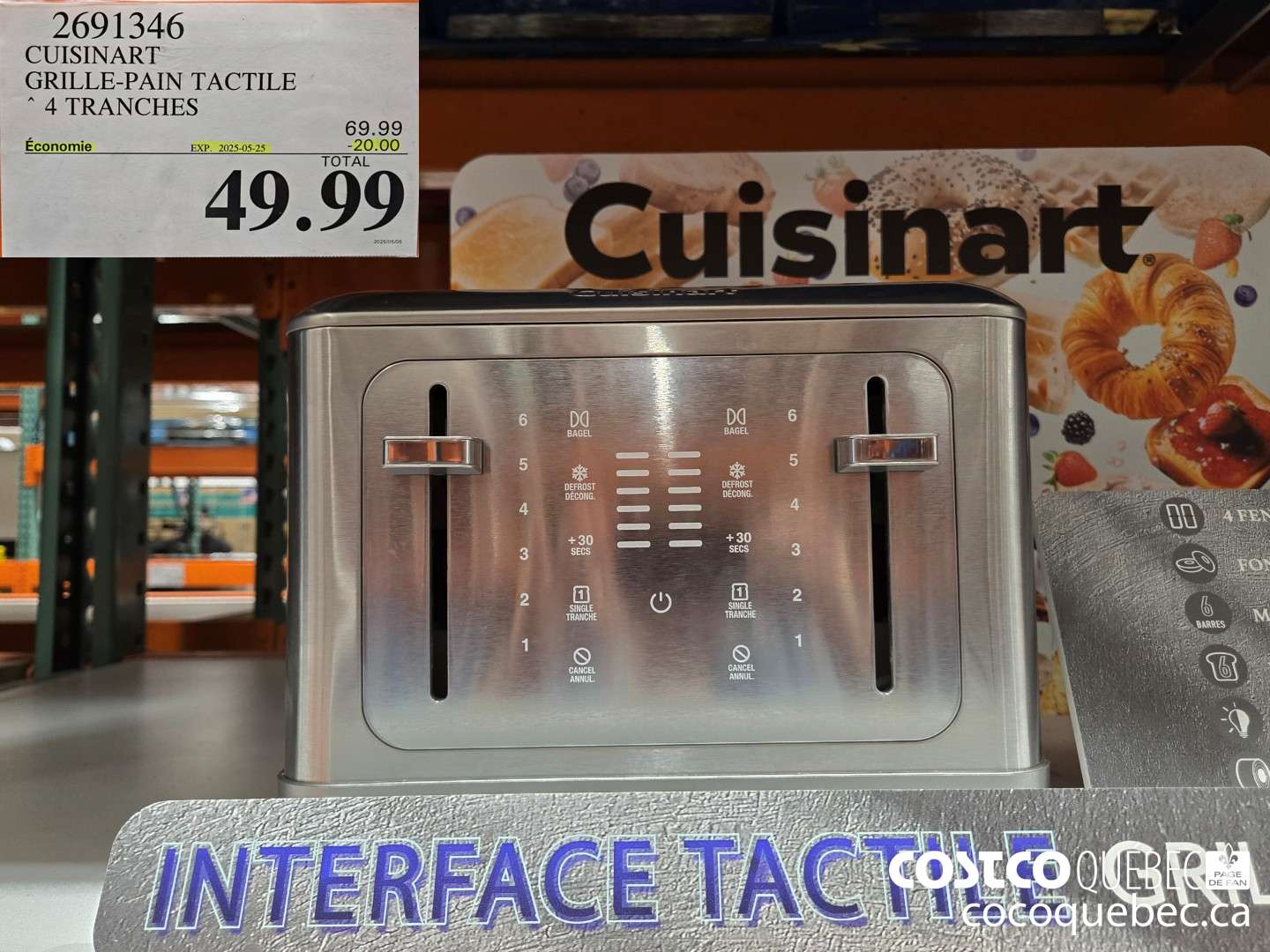 2691346 CUISINART GRILLE-PAIN TACTILE ~ 4 TRANCHES  ($20.00 INSTANT SAVINGS EXPIRES ON 2025-05-11) $49.99