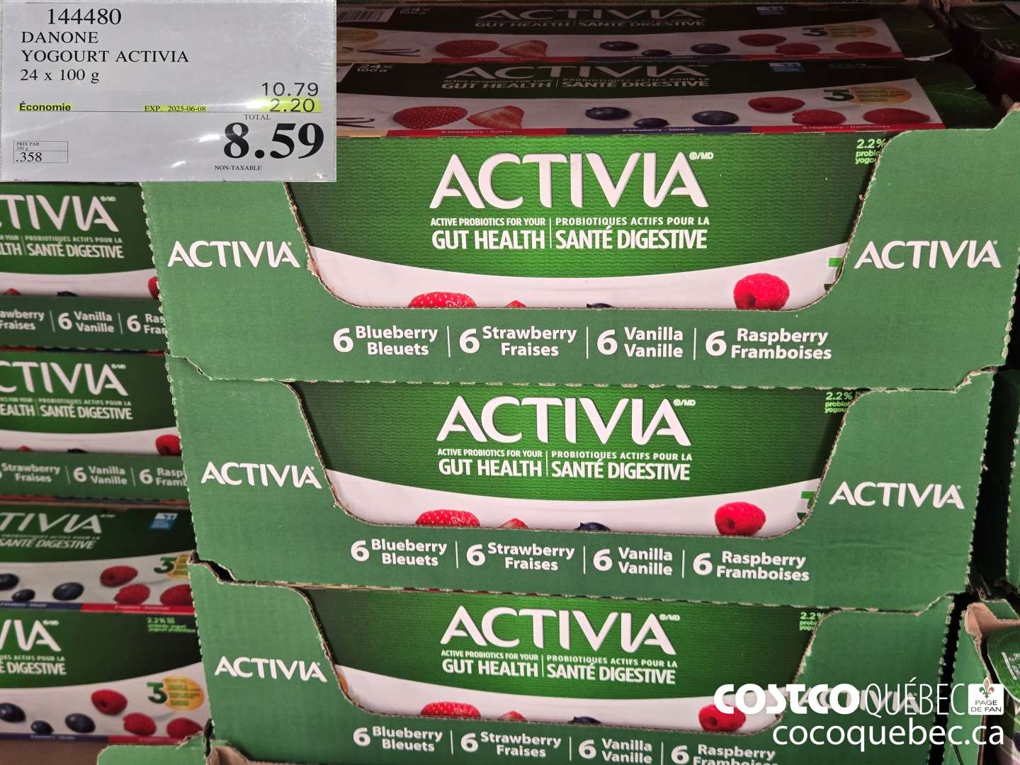 144480 DANONE YOGOURT ACTIVIA 24 x 100 g  ($2.20 INSTANT SAVINGS EXPIRES ON 2025-06-08) $8.59
