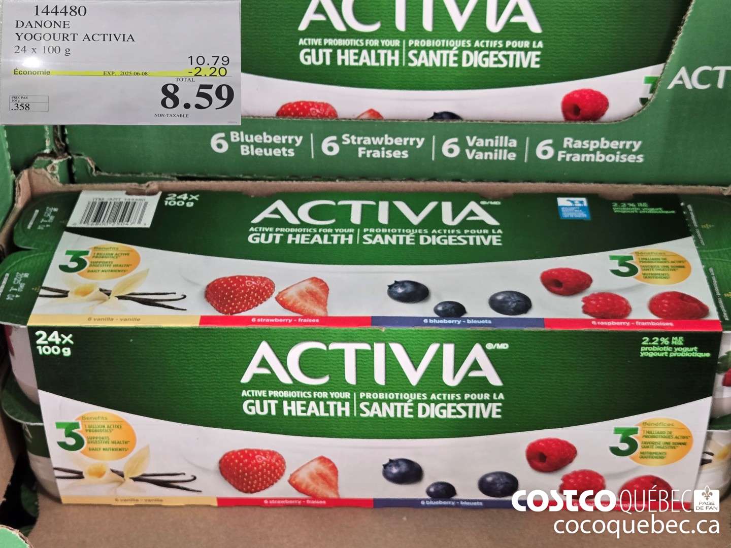 144480 DANONE YOGOURT ACTIVIA 24 x 100 g  ($2.20 INSTANT SAVINGS EXPIRES ON 2025-06-08) $8.59