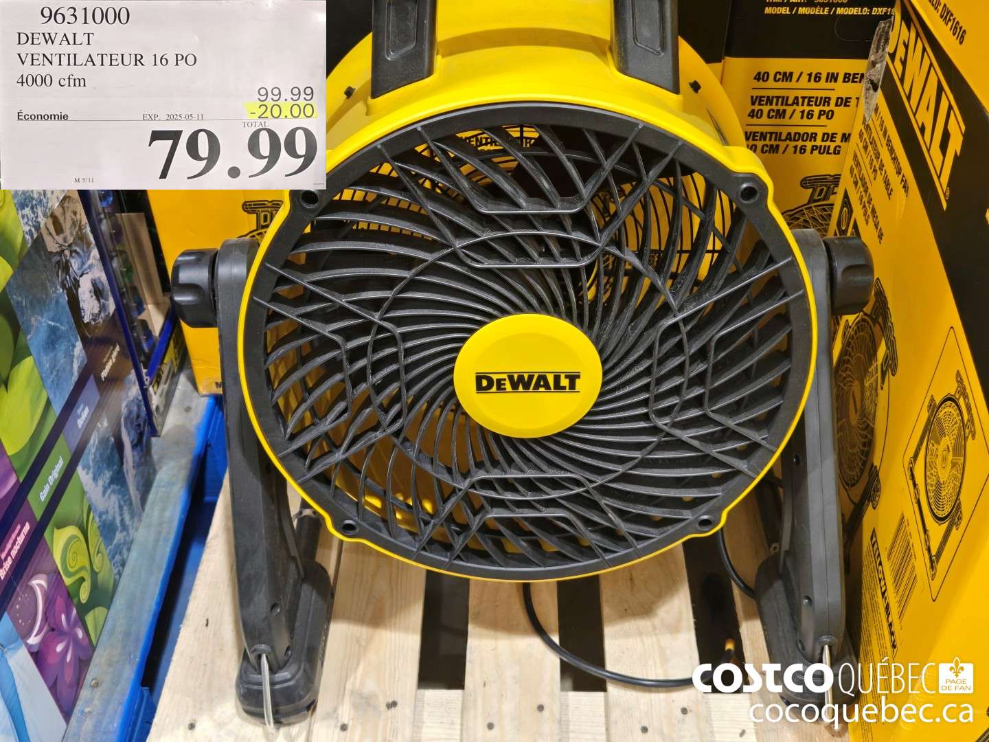 9631000 DEWALT VENTILATEUR 16 PO 4000 CFM 69.99  ($20.00 INSTANT SAVINGS EXPIRES ON 2025-05-11) $79.99