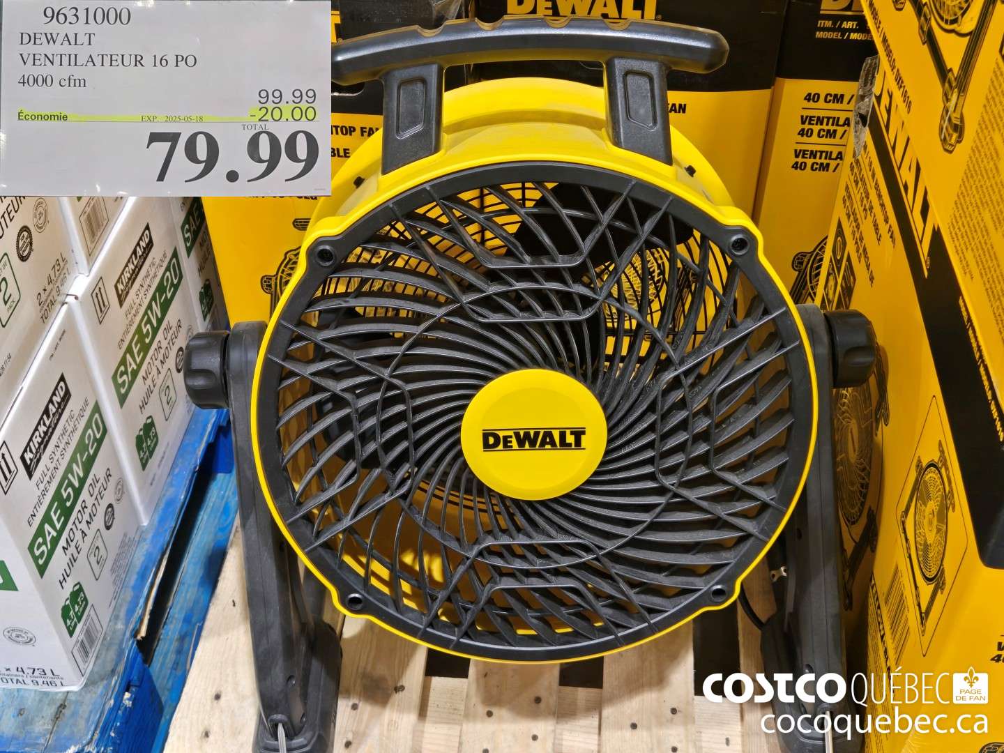 9631000 DEWALT VENTILATEUR 16 PO 4000 CFM 69.99  ($20.00 INSTANT SAVINGS EXPIRES ON 2025-05-18) $79.99
