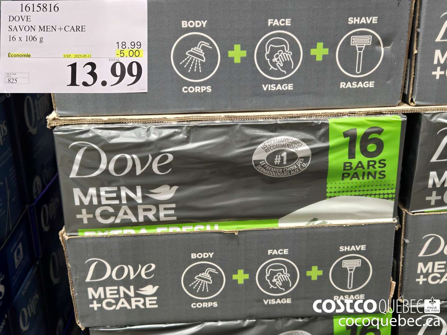 1615816 DOVE SAVON MEN+CARE ($5.00 INSTANT SAVINGS EXPIRES ON 2025-05-11) $13.99