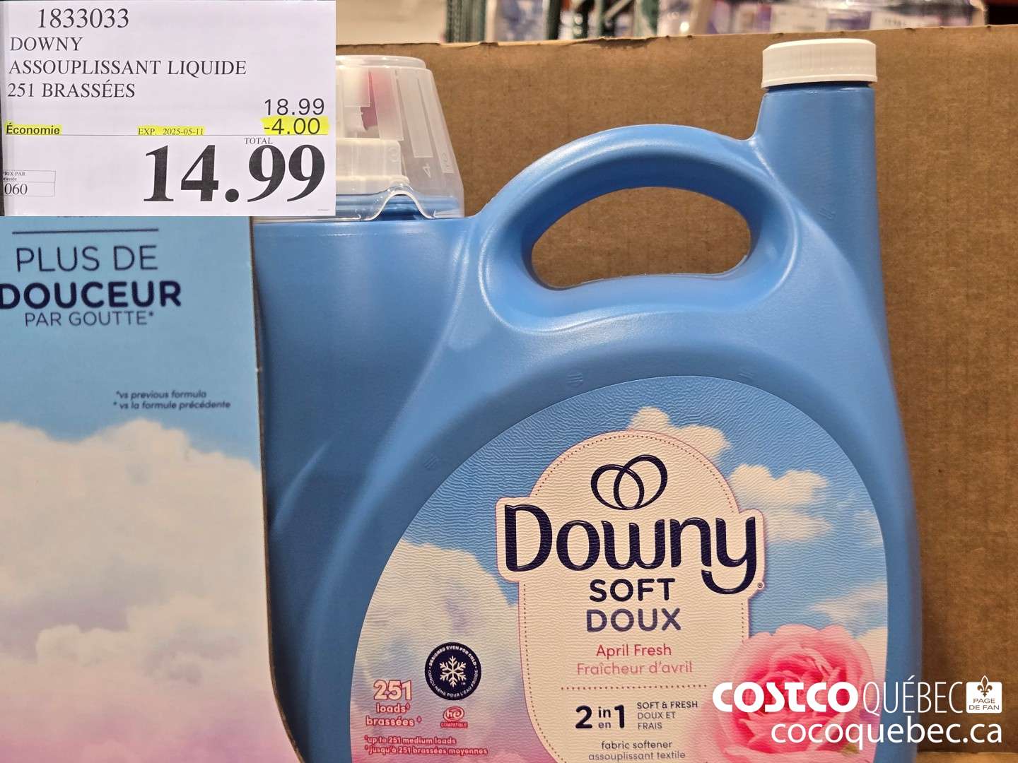 1833033 DOWNY ASSOUPLISSANT LIQUIDE 251 BRASSEES  ($4.00 INSTANT SAVINGS EXPIRES ON 2025-05-11) $14.99