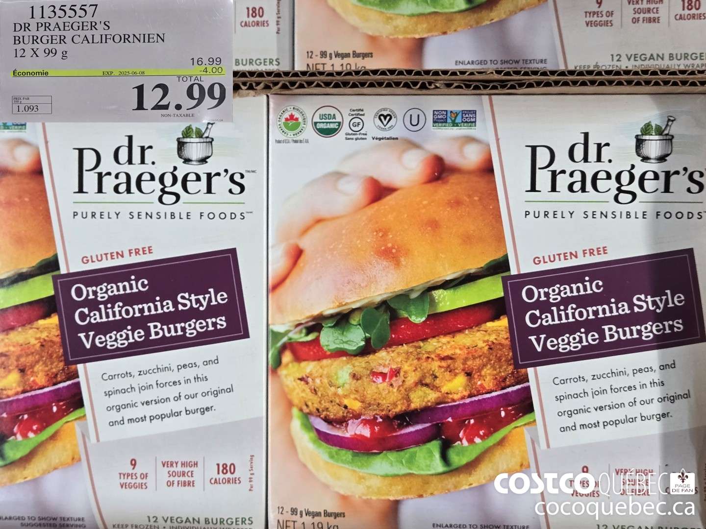 1135557 DR PRAEGER'S BURGER CALIFORNIEN 12 X 99 g ($4.00 INSTANT SAVINGS EXPIRES ON 2025-06-08) $12.99