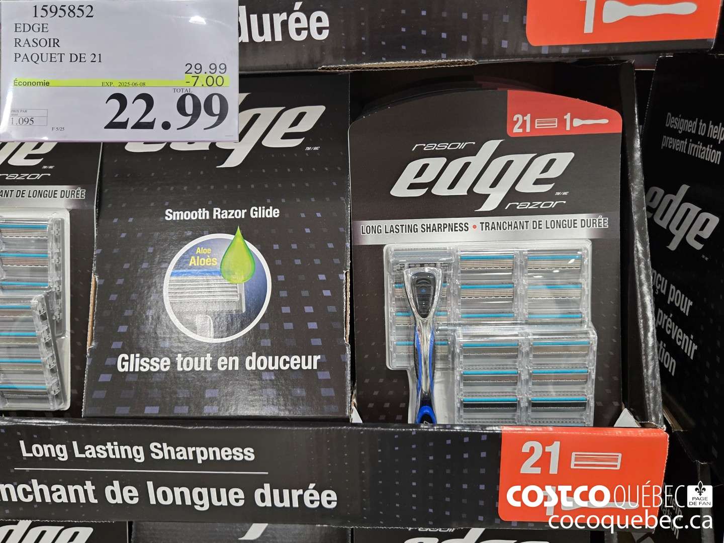 1595852 EDGE RASOIR 21 CARTOUCHES  ($7.00 INSTANT SAVINGS EXPIRES ON 2025-06-08) $22.99
