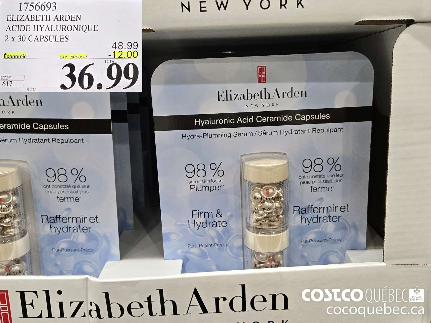 1756693 ELIZABETH ARDEN ACIDE HYALURONIQUE 2x 30 CAPSULES  ($12.00 INSTANT SAVINGS EXPIRES ON 2025-05-25) $36.99