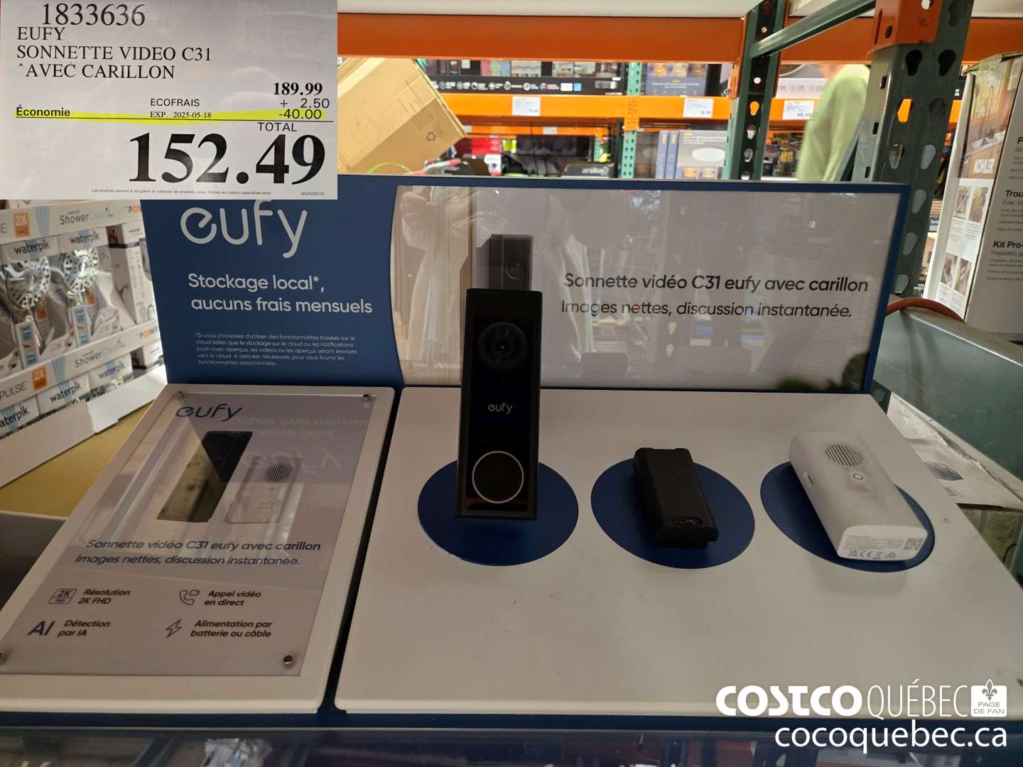 1833636 EUFY SONNETTE VIDEO C31 “AVEC CARILLON  ($40.00 INSTANT SAVINGS EXPIRES ON 2025-05-18) $152.49