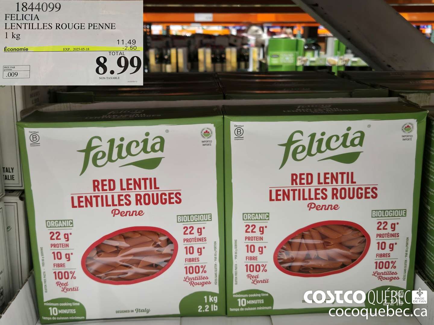 1844099 FELICIA LENTILLES ROUGE PENNE  ($2.50 INSTANT SAVINGS EXPIRES ON 2025-05-18) $8.99