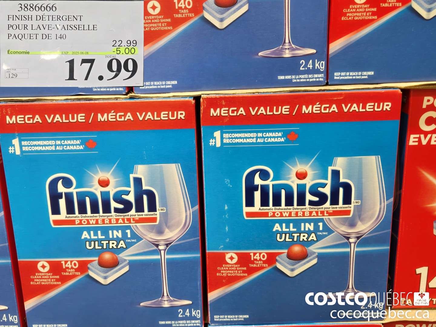 3886666 FINISH DETERGENT POUR LAVE-VAISSELLE PAQUET DE 140 ($5.00 INSTANT SAVINGS EXPIRES ON 2025-06-08) $17.99