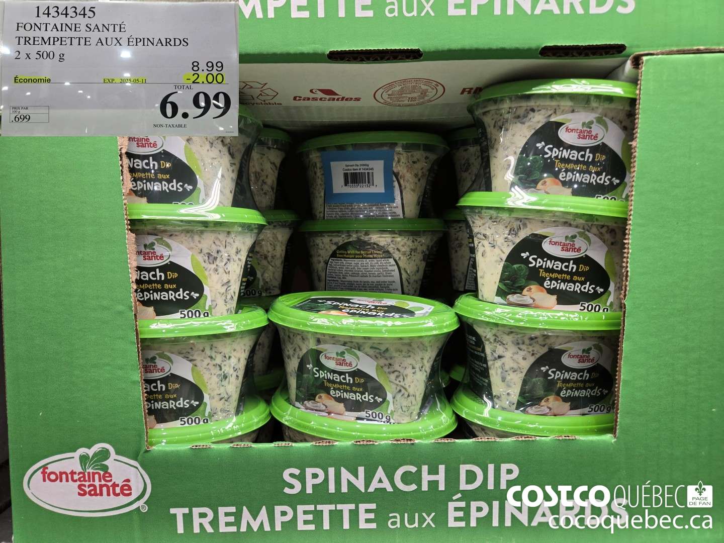 1434345 FONTAINE SANTE TREMPETTE AUX EPINARDS 2 x 500 g  (EXPIRES ON 2025-05-11) $6.99
