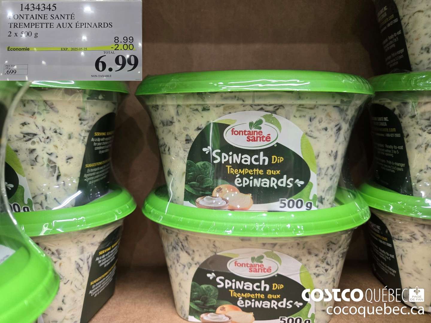 1434345 FONTAINE SANTE TREMPETTE AUX EPINARDS 2 x 500 g  ($2.00 INSTANT SAVINGS EXPIRES ON 2025-05-25) $6.99