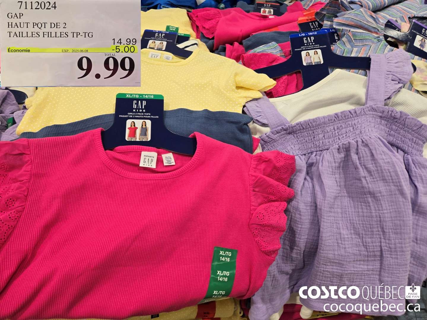 7112024 GAP HAUT POT DE 2 TAILLES FILLES TP-TG  ($5.00 INSTANT SAVINGS EXPIRES ON 2025-06-08) $9.99