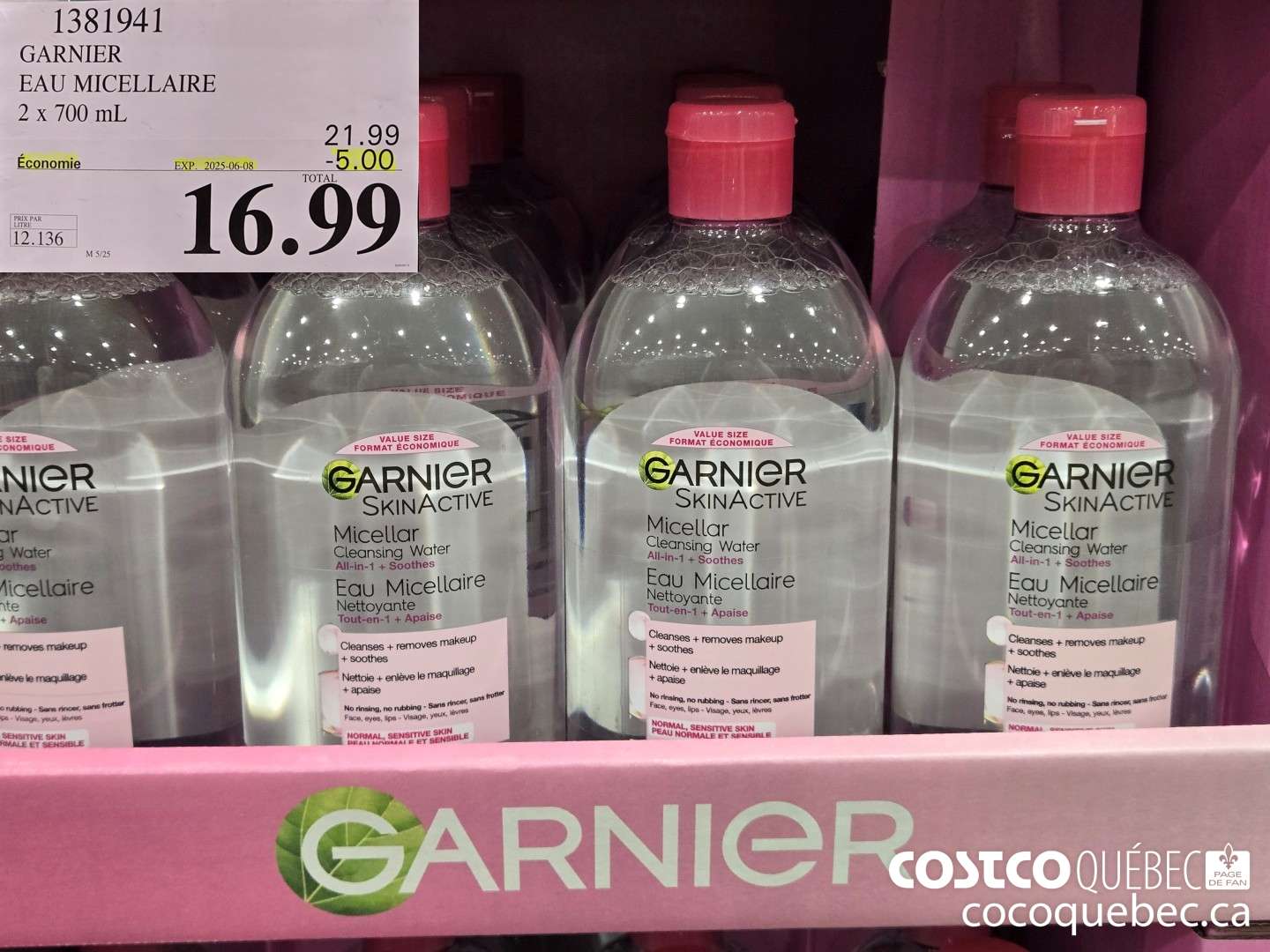 1381941 GARNIER EAU MICELLAIRE  ($5.00 INSTANT SAVINGS EXPIRES ON 2025-06-08) $16.99