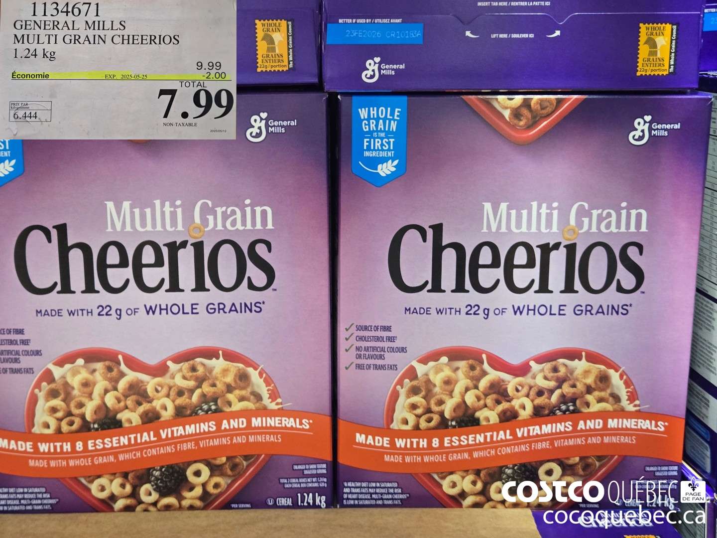 1134671 GENERAL MILLS MULTI GRAIN CHEERIOS 1.24 kg  ($2.00 INSTANT SAVINGS EXPIRES ON 2025-05-25) $7.99